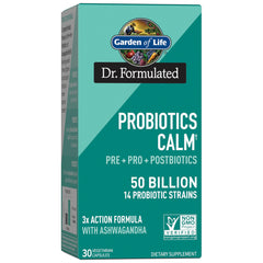 Garden of Life Calm probiotic bottle with 50 Billion CFU for mood and digestion support.