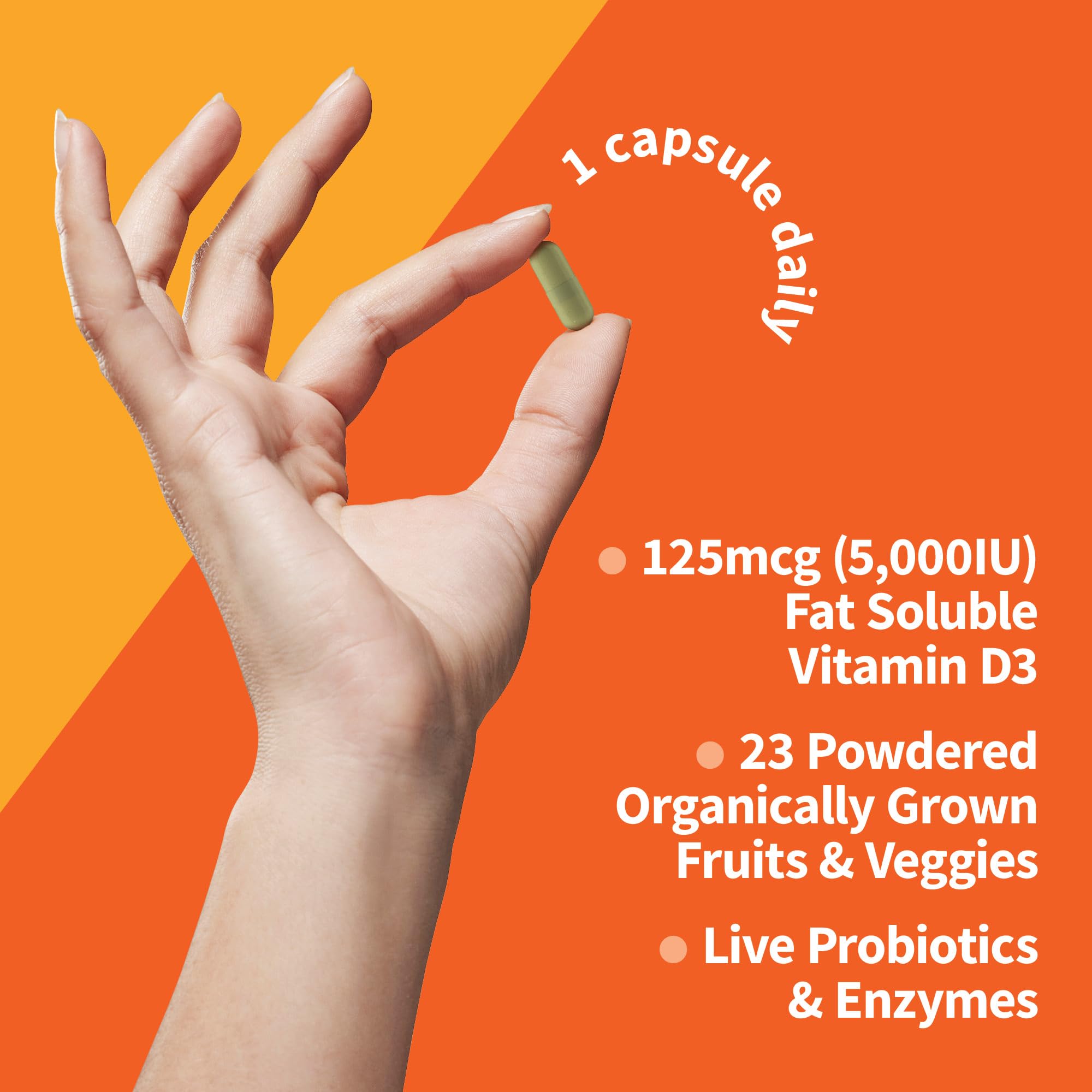 Garden of Life chlorella-green base signals whole-food ingredients.