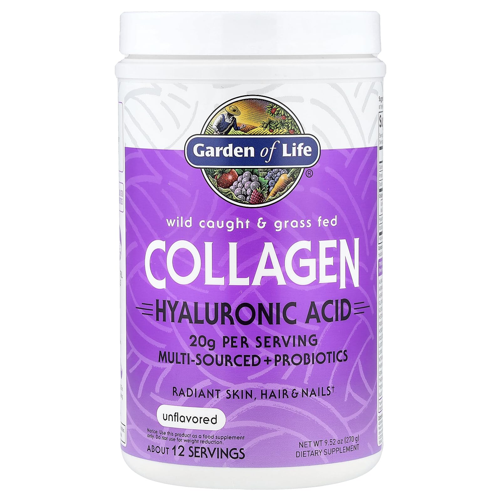 Garden of Life collagen dissolving in water underlines fast, smooth mixing.