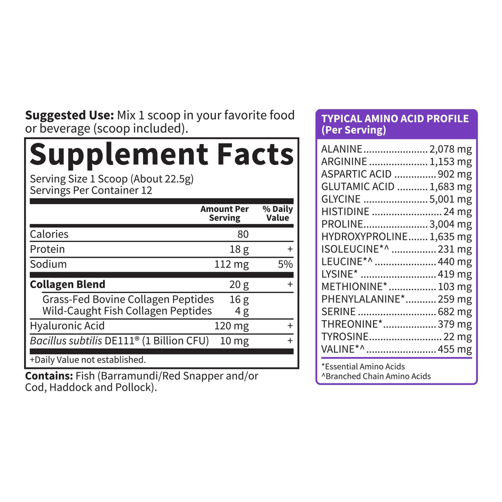 Garden of Life collagen hyaluronic-acid ingredient focuses on skin hydration benefits.