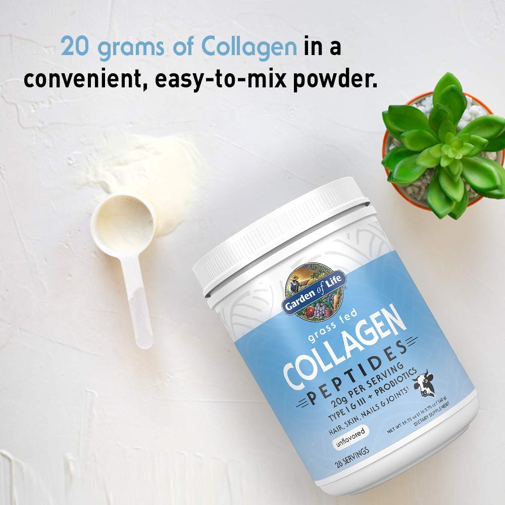 Garden of Life collagen peptides support hair, skin, and nails.