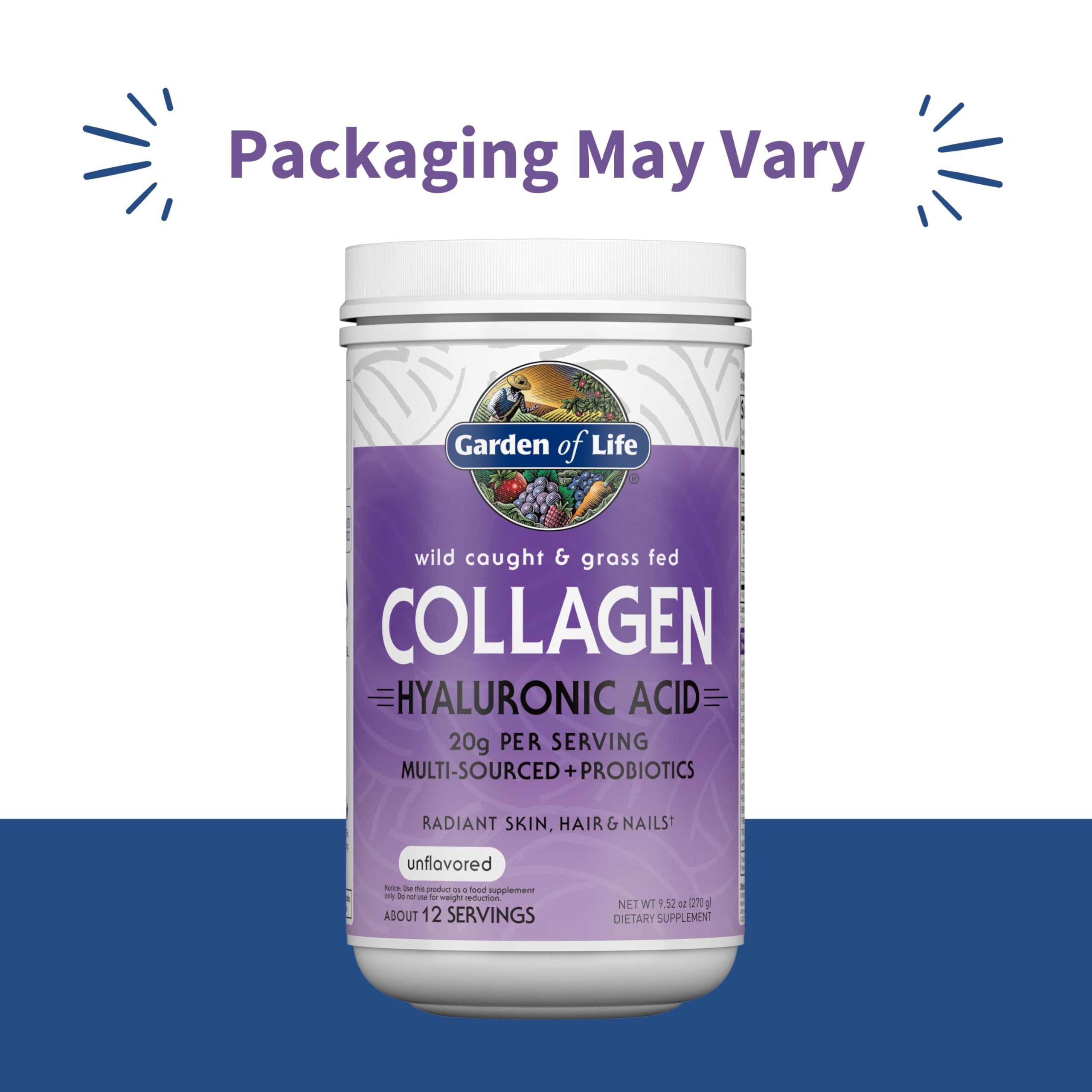 Garden of Life collagen powder scoop demonstrates quick, easy daily mix.