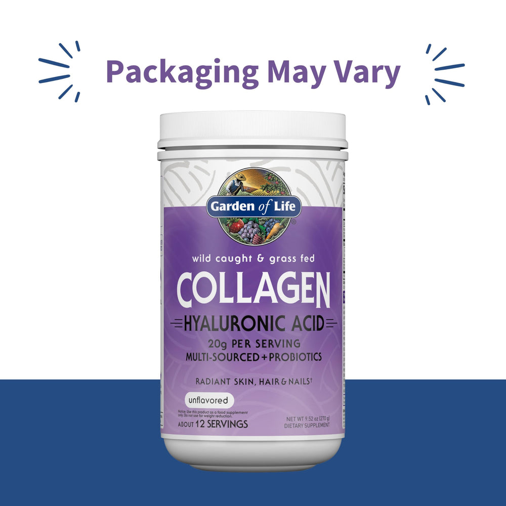 Garden of Life collagen powder scoop demonstrates quick, easy daily mix.
