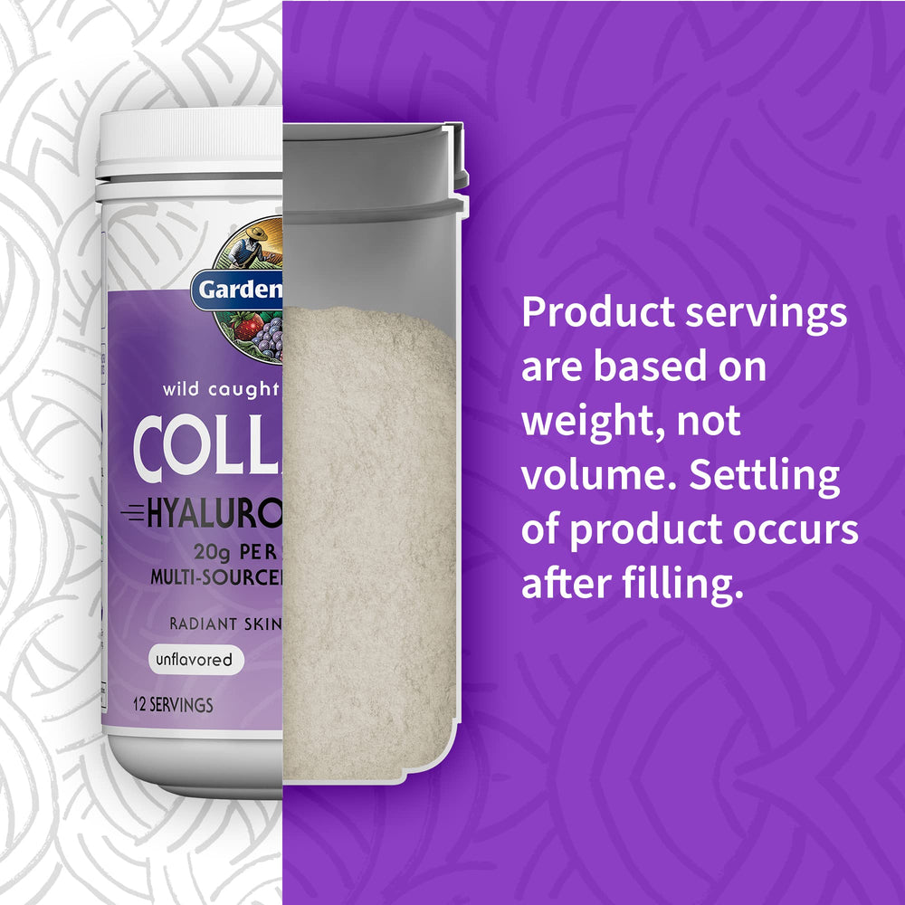 Garden of Life collagen probiotics icon signals digestive support potential.