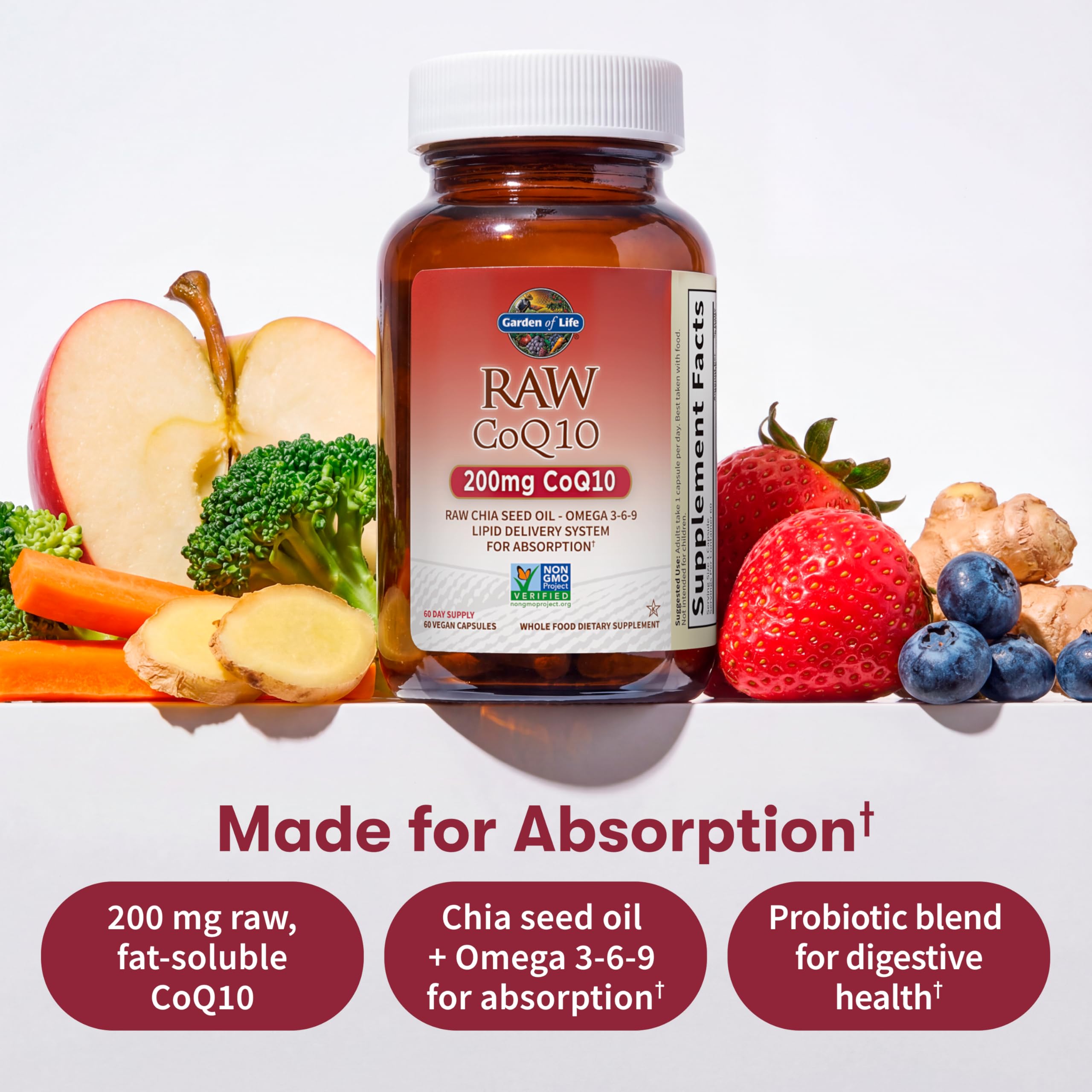 Garden of Life CoQ10 raw formulation label