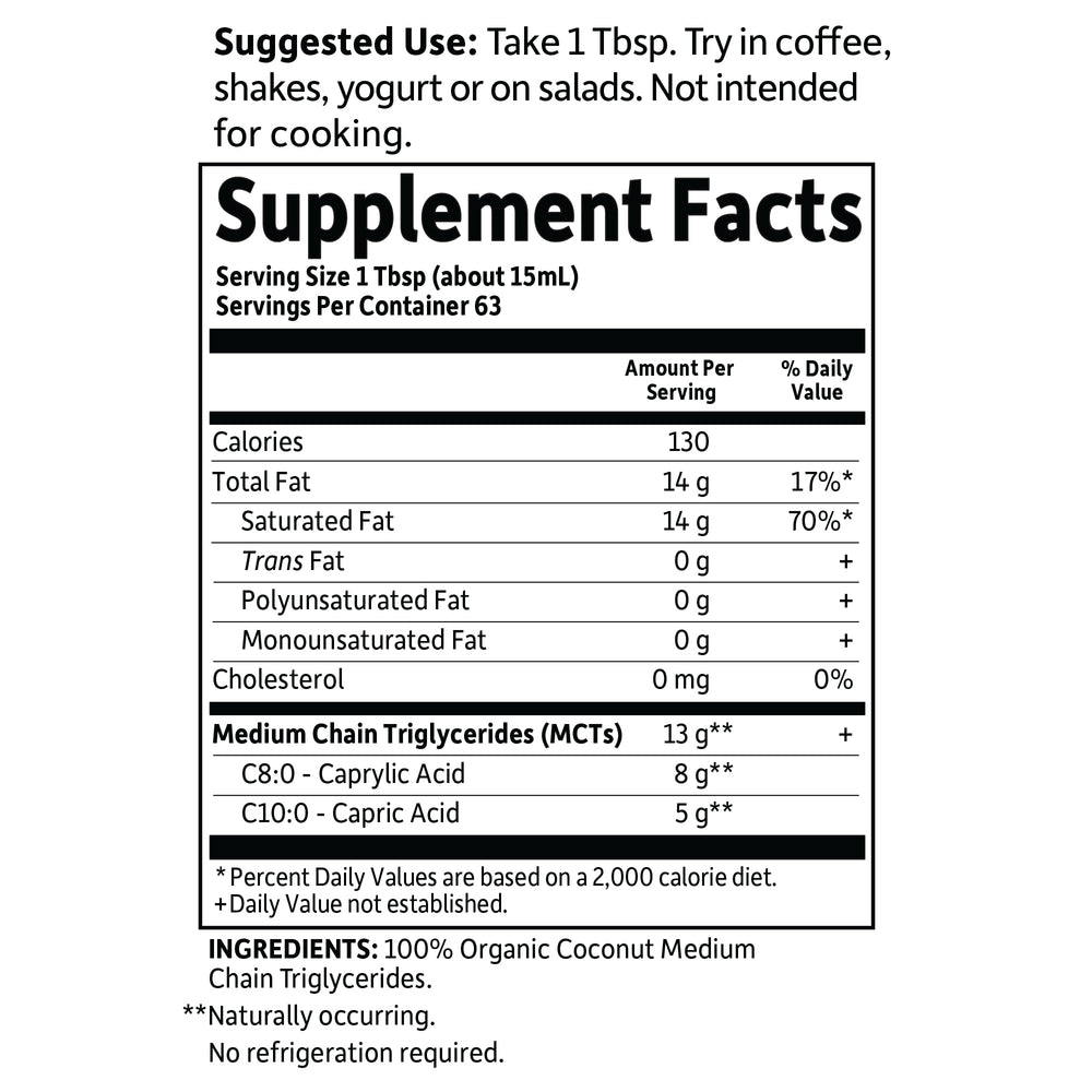 Garden of Life Dr. Formulated Brain Health MCT Oil added to coffee for smooth energy boost.