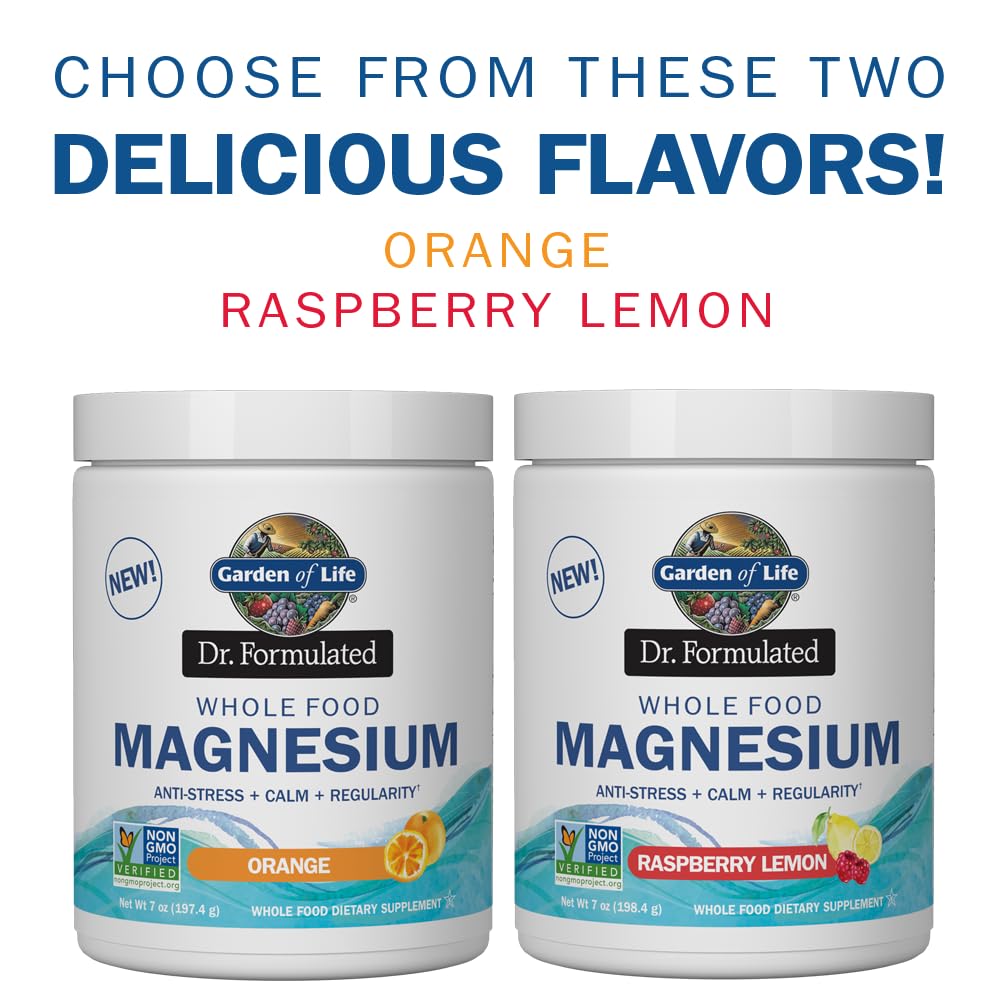 Garden of Life Dr Formulated magnesium powder tub with spoon for easy dosing