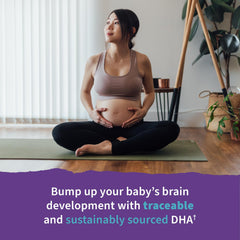 Garden of Life softgel pour demonstrates easy-to-swallow prenatal DHA with vitamin D3.