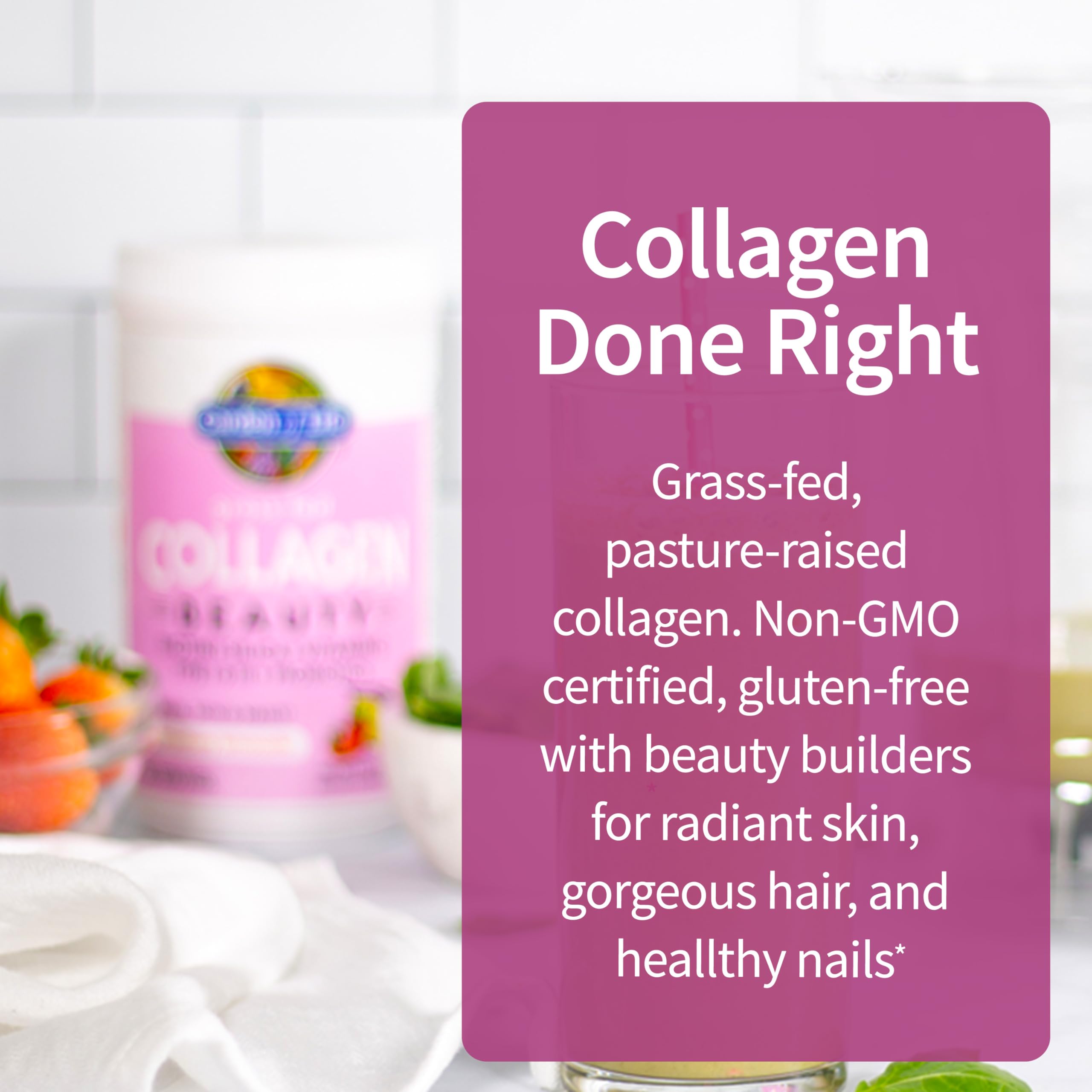 Non-GMO and gluten-free seals on label signaling clean formulation