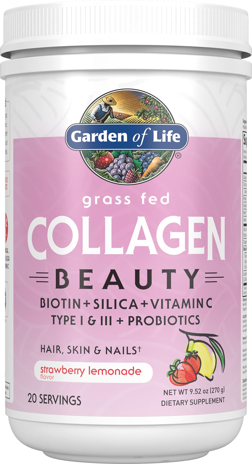 Garden of Life Collagen Beauty bottle in strawberry lemonade flavor for daily nourishment