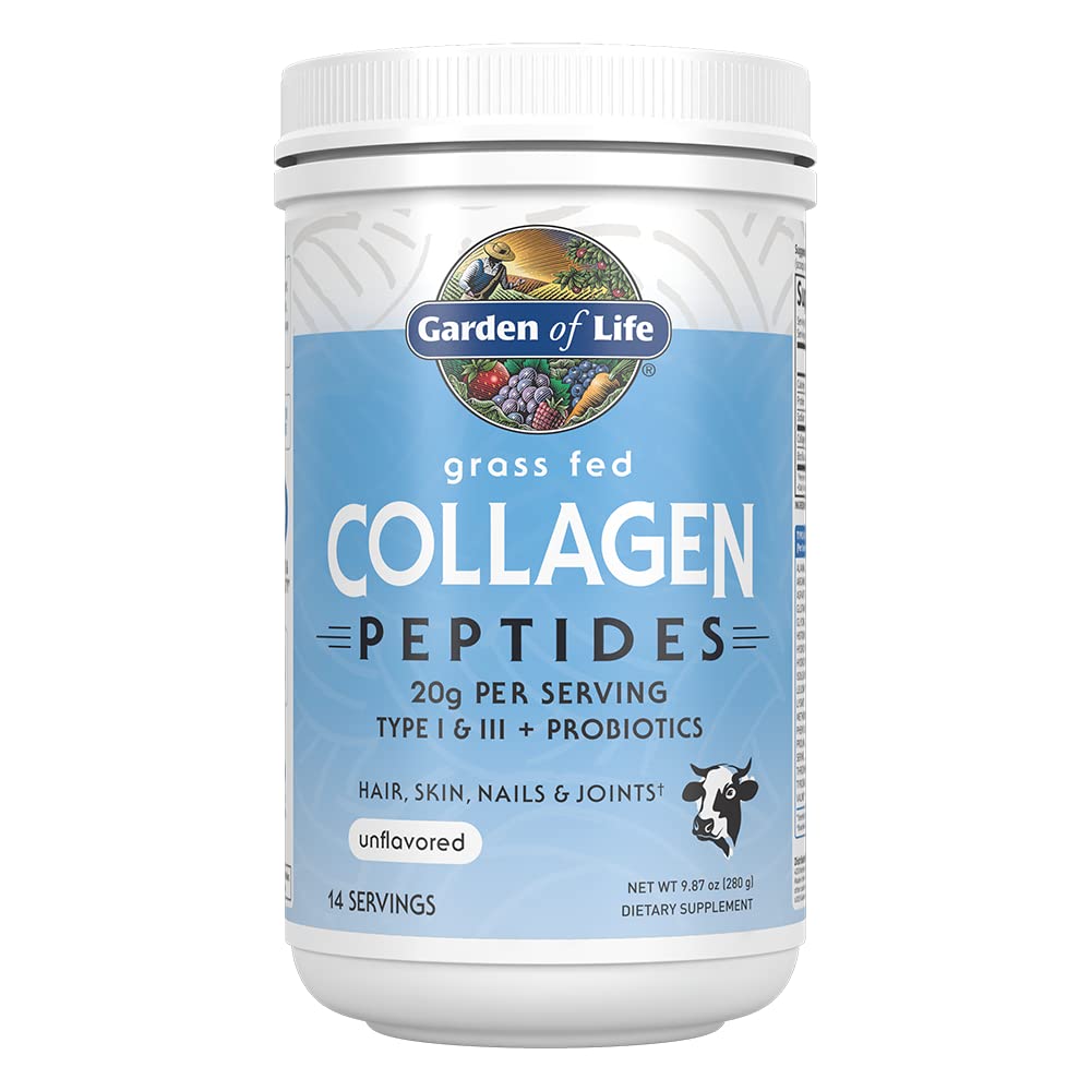 Garden of Life grass-fed collagen powder tub for daily protein and skin support