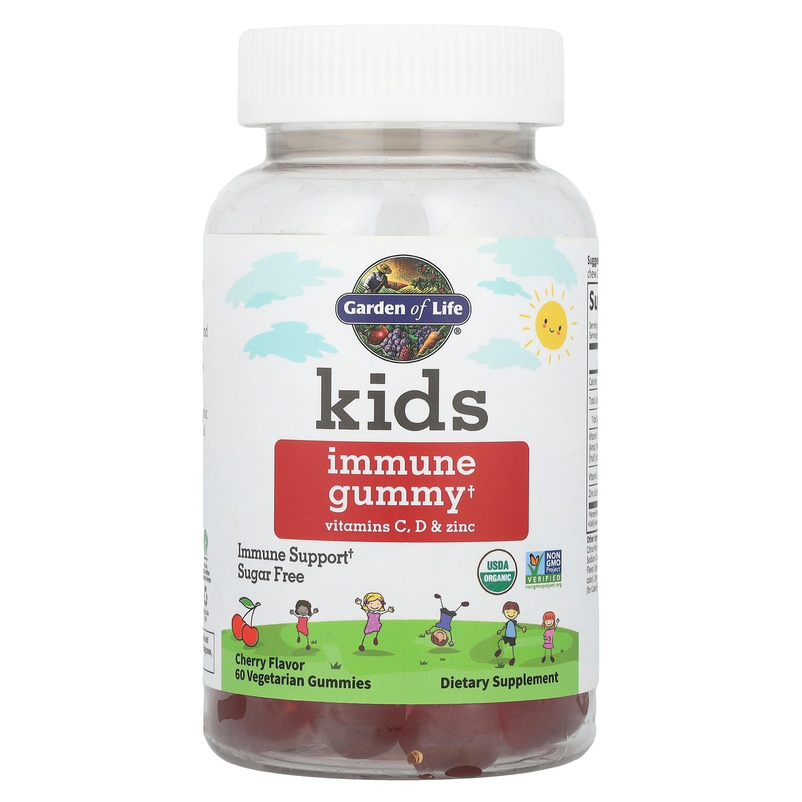 Garden of Life Kids Immune Gummies cherry-flavored chews arranged for sampling.