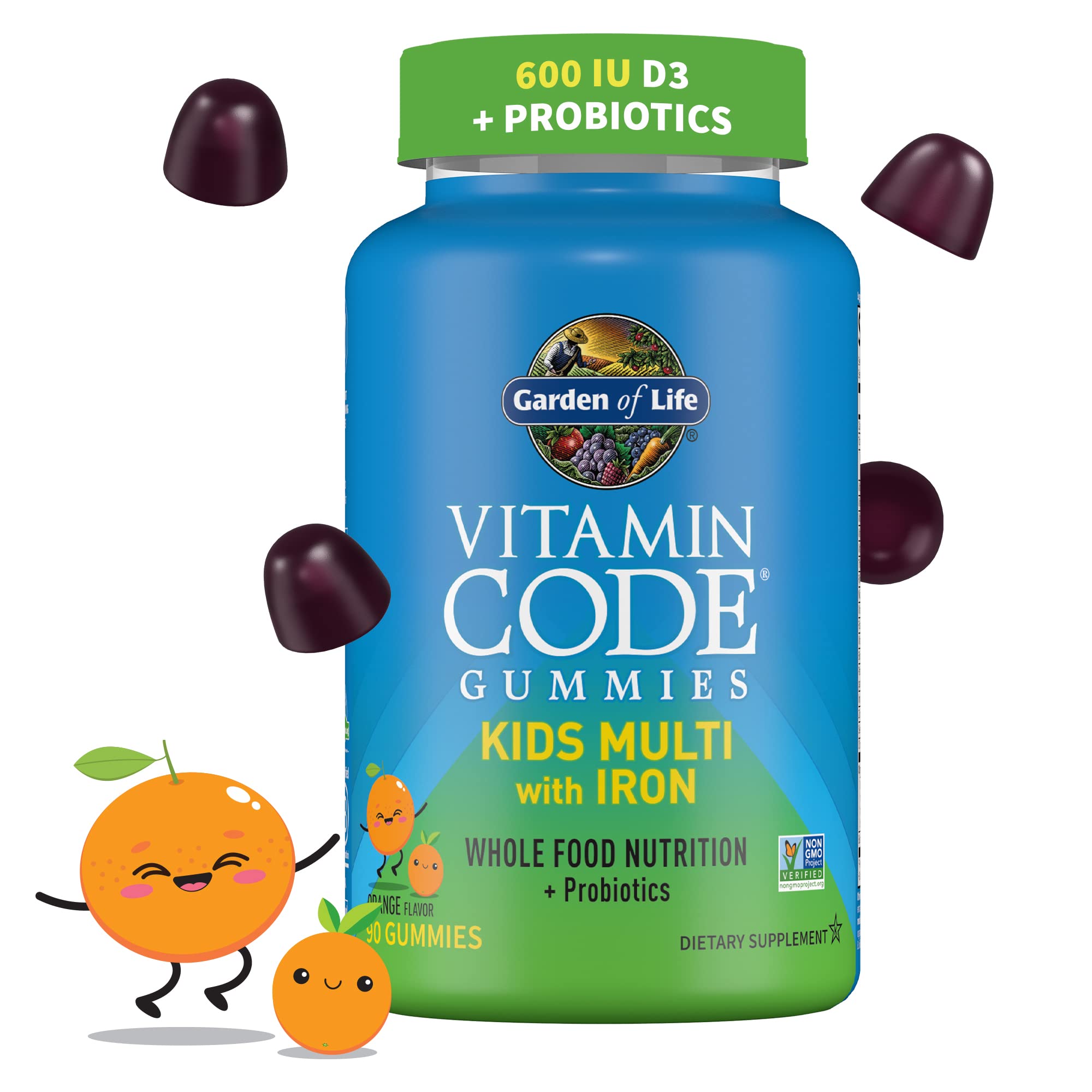 Garden of Life Kids Multivitamin Gummies with Iron bottle on a table supporting daily energy