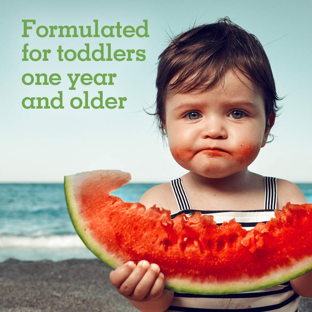 Garden of Life Kids Multivitamin Powder mixed into juice for easy daily intake.