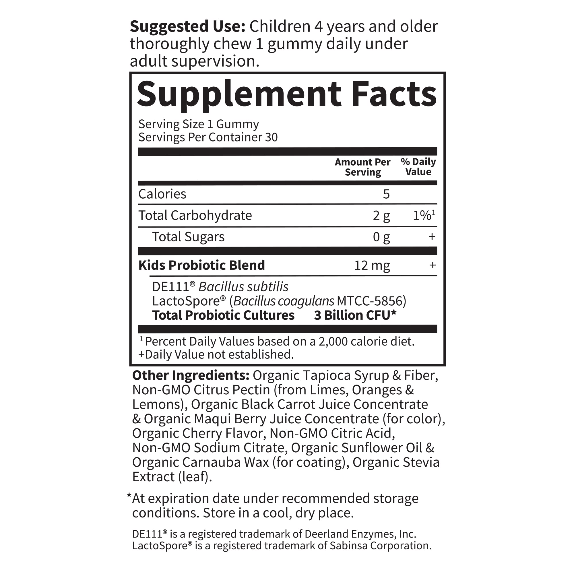 Garden of Life Kids Probiotic Cherry Gummies sugar-free formulation with stevia
