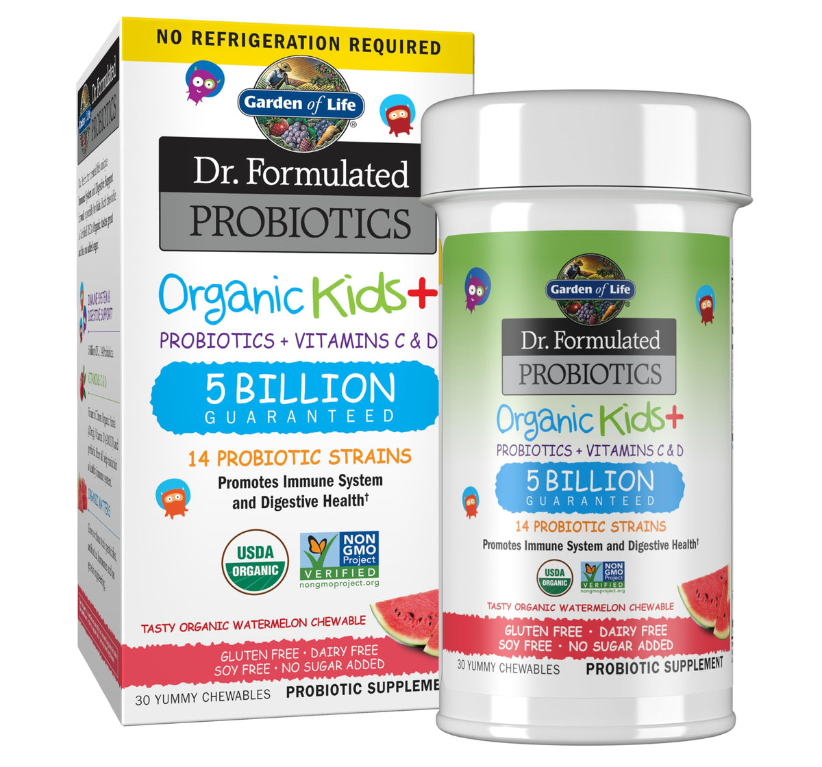 Garden of Life Kids+ Watermelon chew bottle supports gut balance and immune wellness