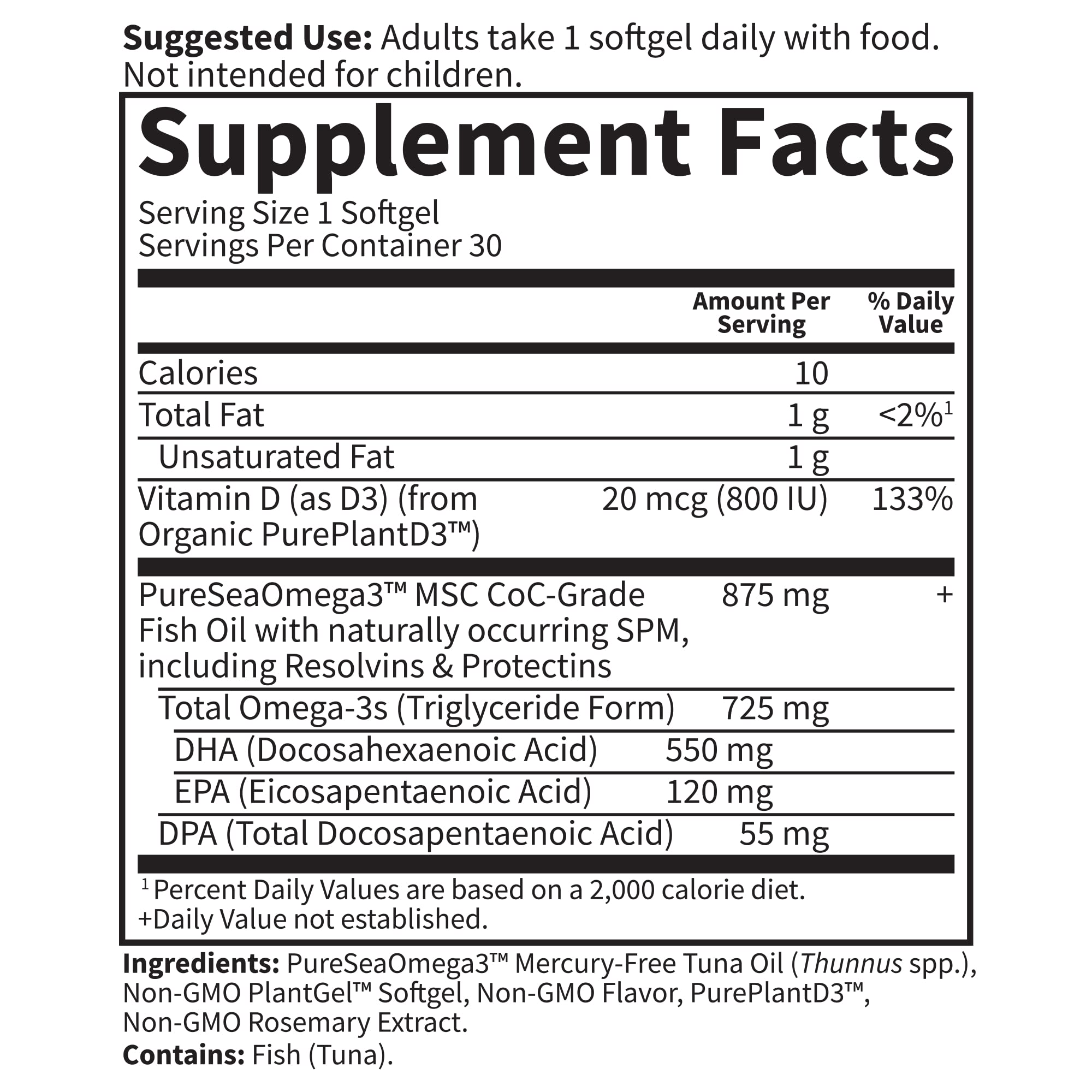 No fishy aftertaste in convenient daily softgel for prenatal use.