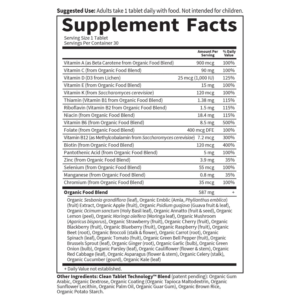 Garden of Life Once Daily Men's Multivitamin vegan B12; energy-supporting vegan nutrition.