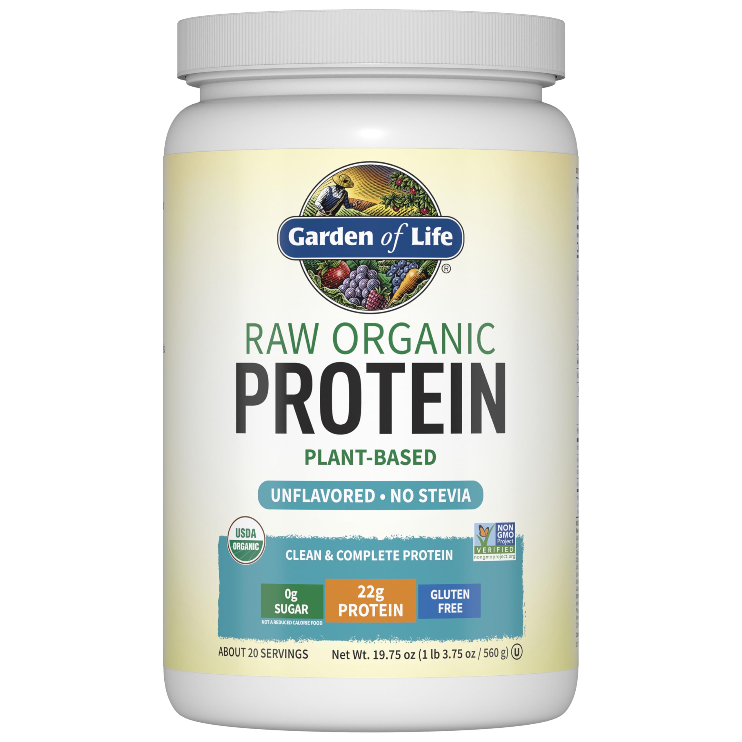 Garden of Life Organic Vegan Protein Powder bottle with scoop for quick, high-protein shakes.
