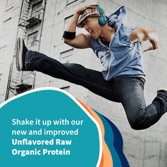 Close-up of Garden of Life Organic Vegan Protein Powder texture showing a smooth, fine powder.