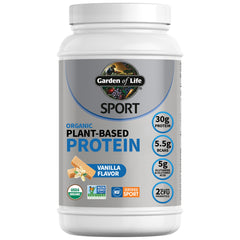 Garden of Life vanilla protein powder bottle for post-workout recovery
