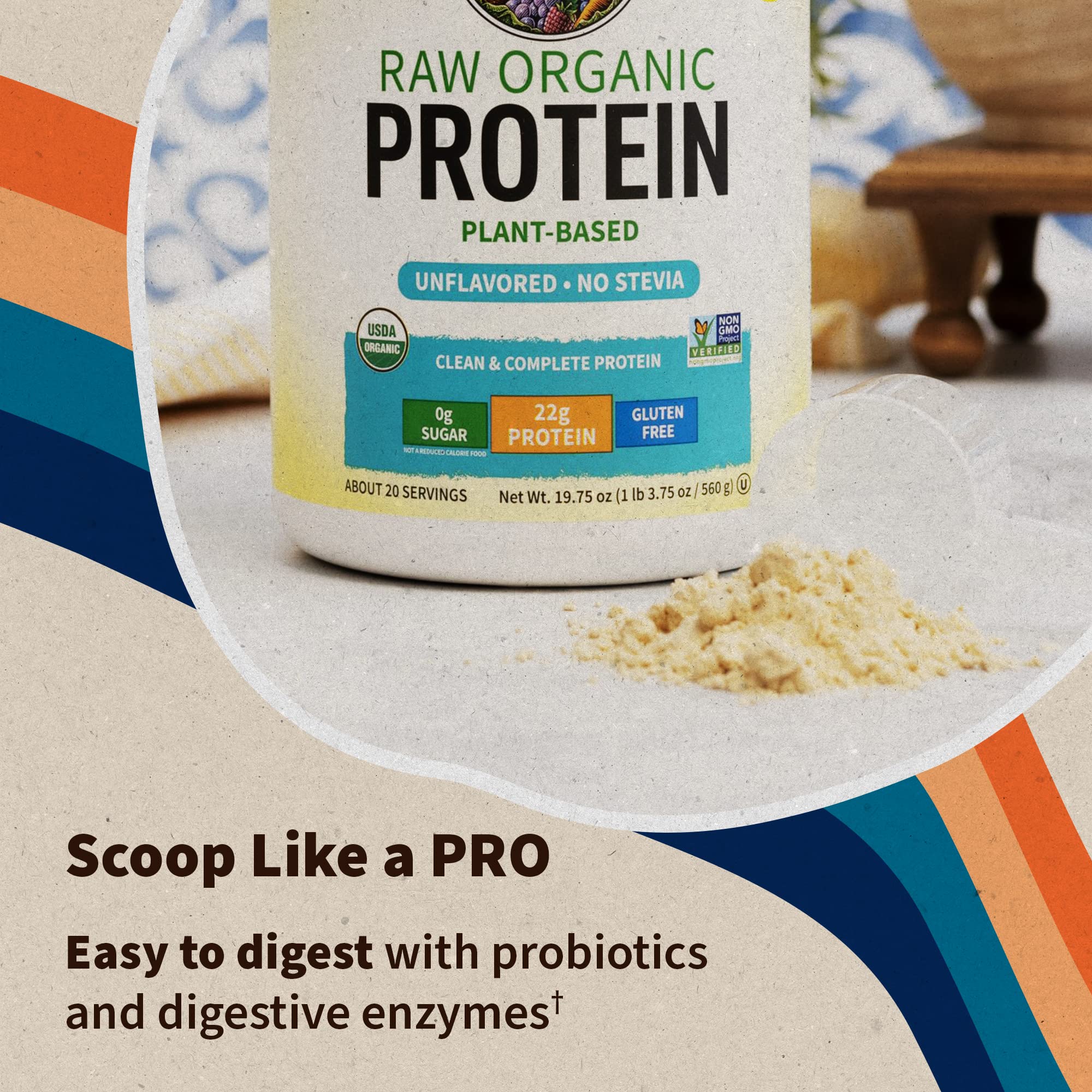 Garden of Life protein powder shaken with water creates a creamy, flavorless shake.