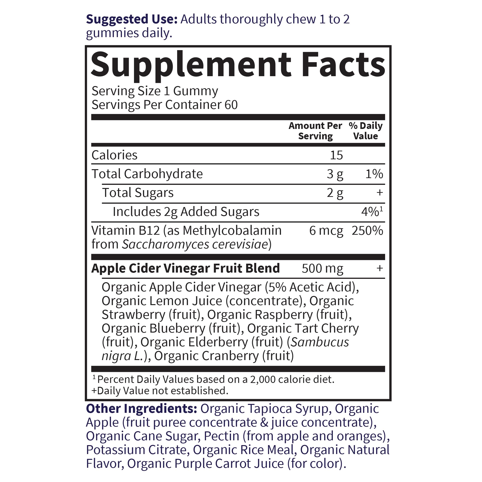 Fruit blend visuals emphasize natural sweetness and low sugar per gummy