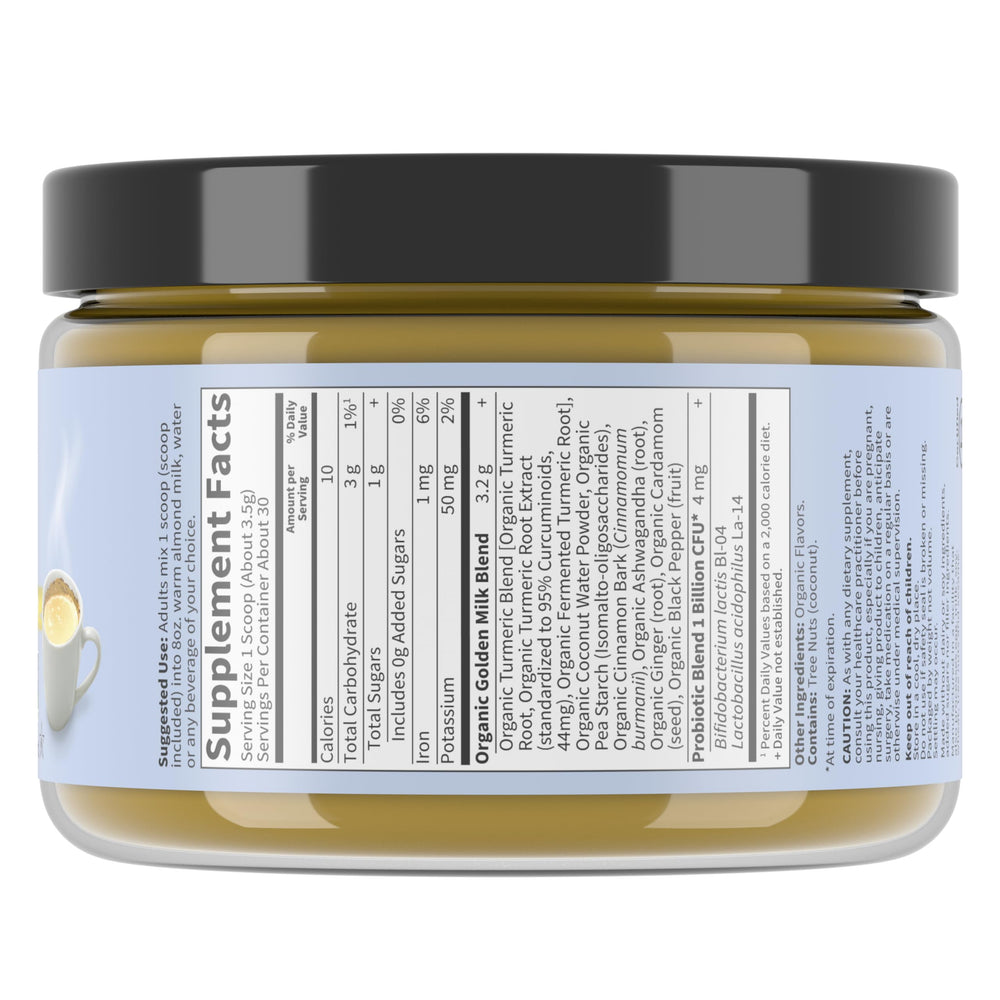 Garden of Life Organics Golden Milk nighttime routine for recovery and rest.
