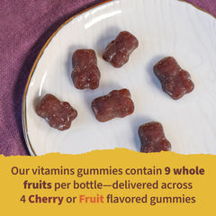 Garden of Life Organics Kids Gummies cherry flavor bottle front for daily kid-friendly boost.