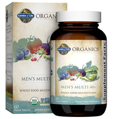 Garden of Life Organics Men's 40+ Multivitamin bottle for daily vegan wellness.