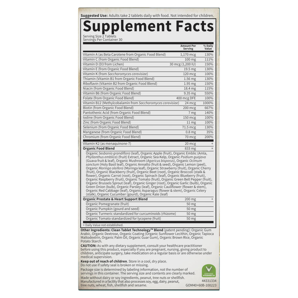 Garden of Life Organics Men's 40+ Multivitamin morning routine imagery.
