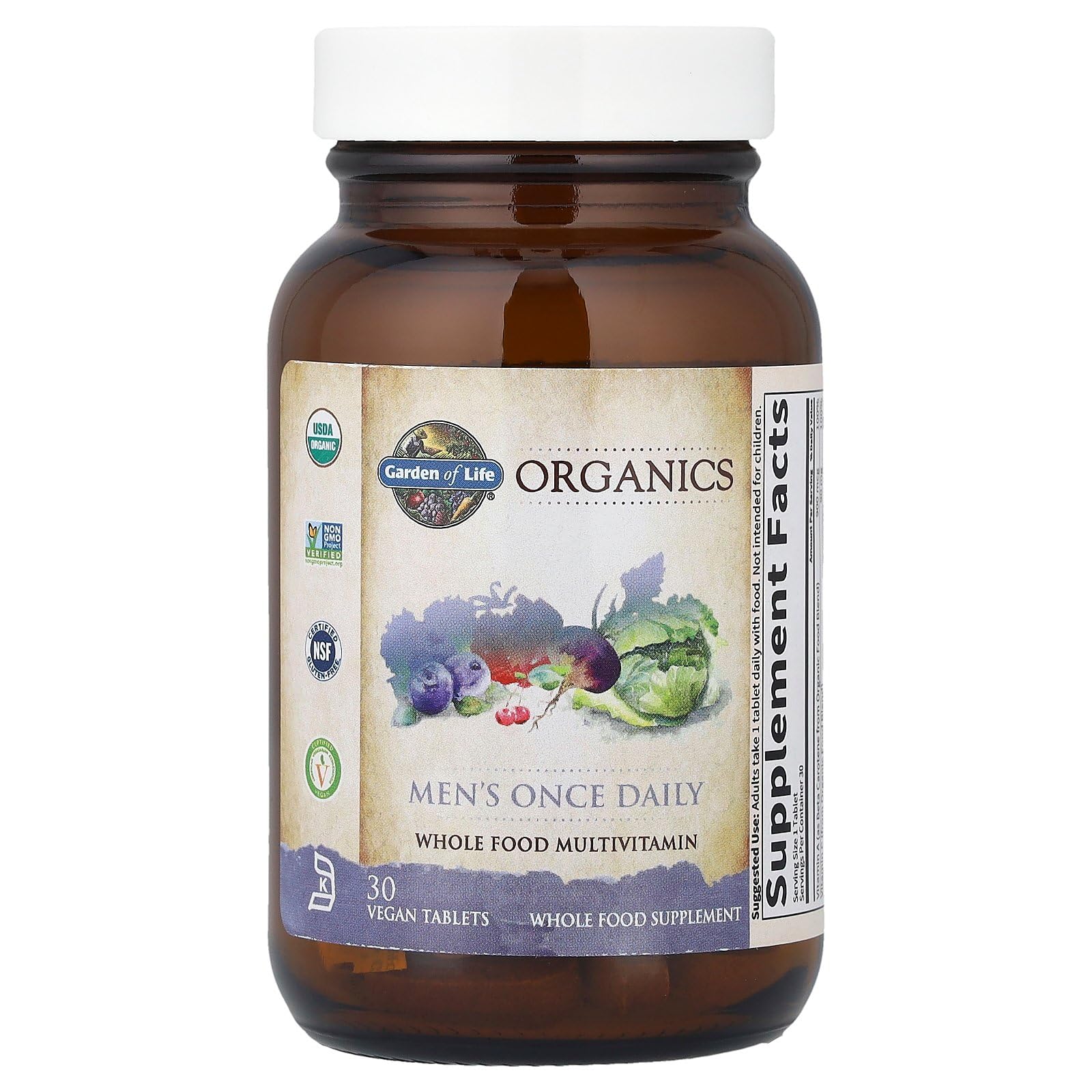 Garden of Life Organics Men's Multivitamin ingredients; real foods from plants.