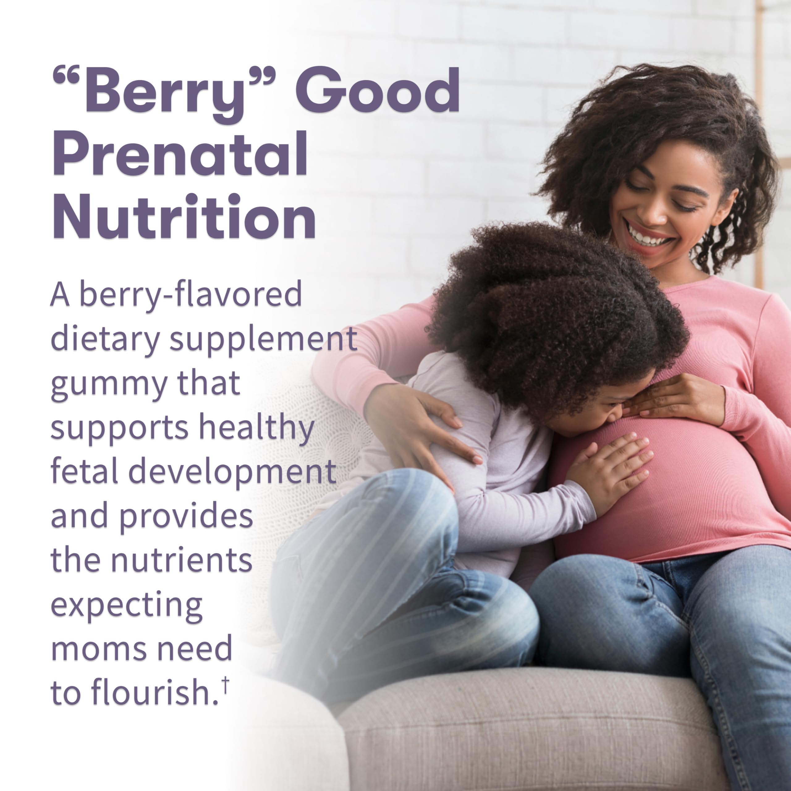 Garden of Life Organics Prenatal Gummies closeup highlights berry flavor.