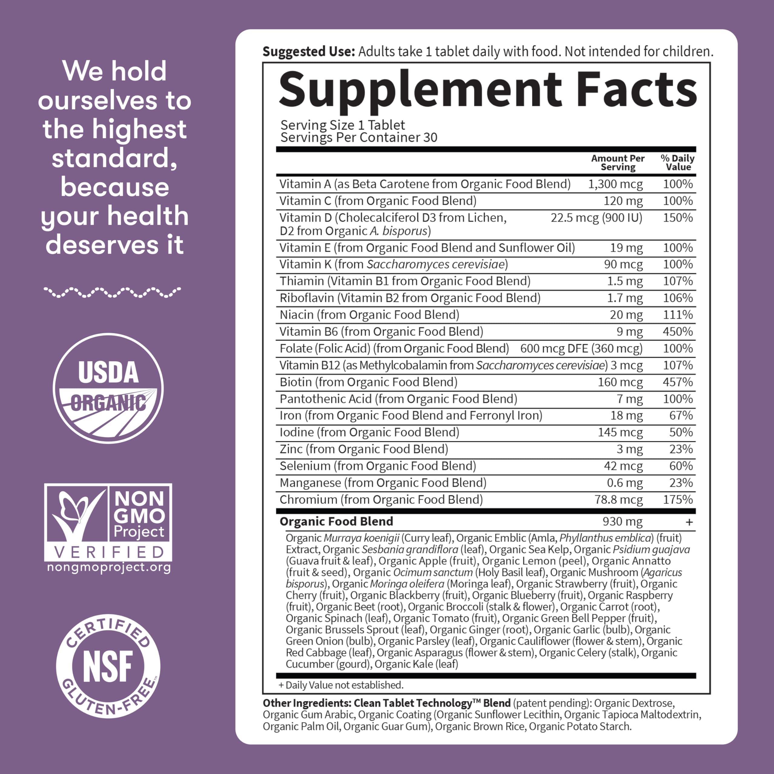Garden of Life Organics Prenatal includes vitamin C for immune support during pregnancy.