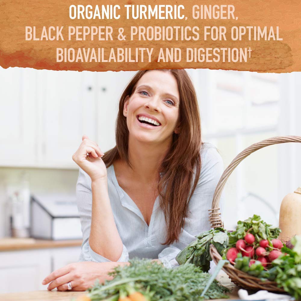 Garden of Life Organics Turmeric ginger root imagery emphasizing fermentation for bioavailability
