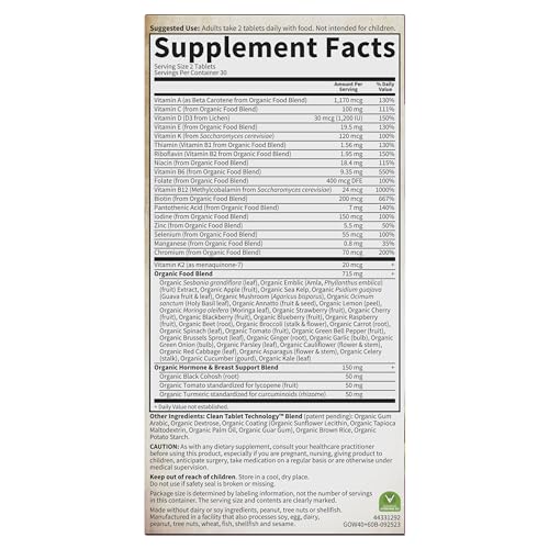 Garden of Life Organics Women 40+ hormone and breast support ingredients