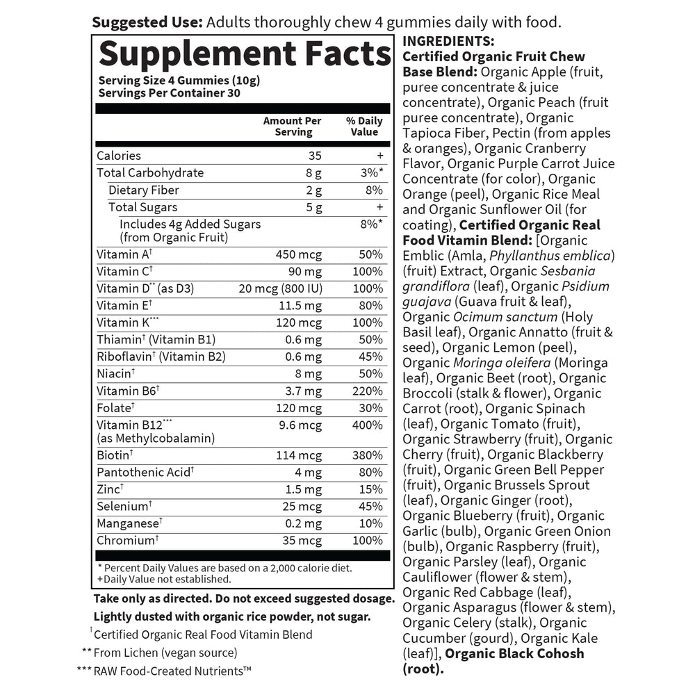 Vegan D3 at 800 IU paired with B12 and C vitamins.