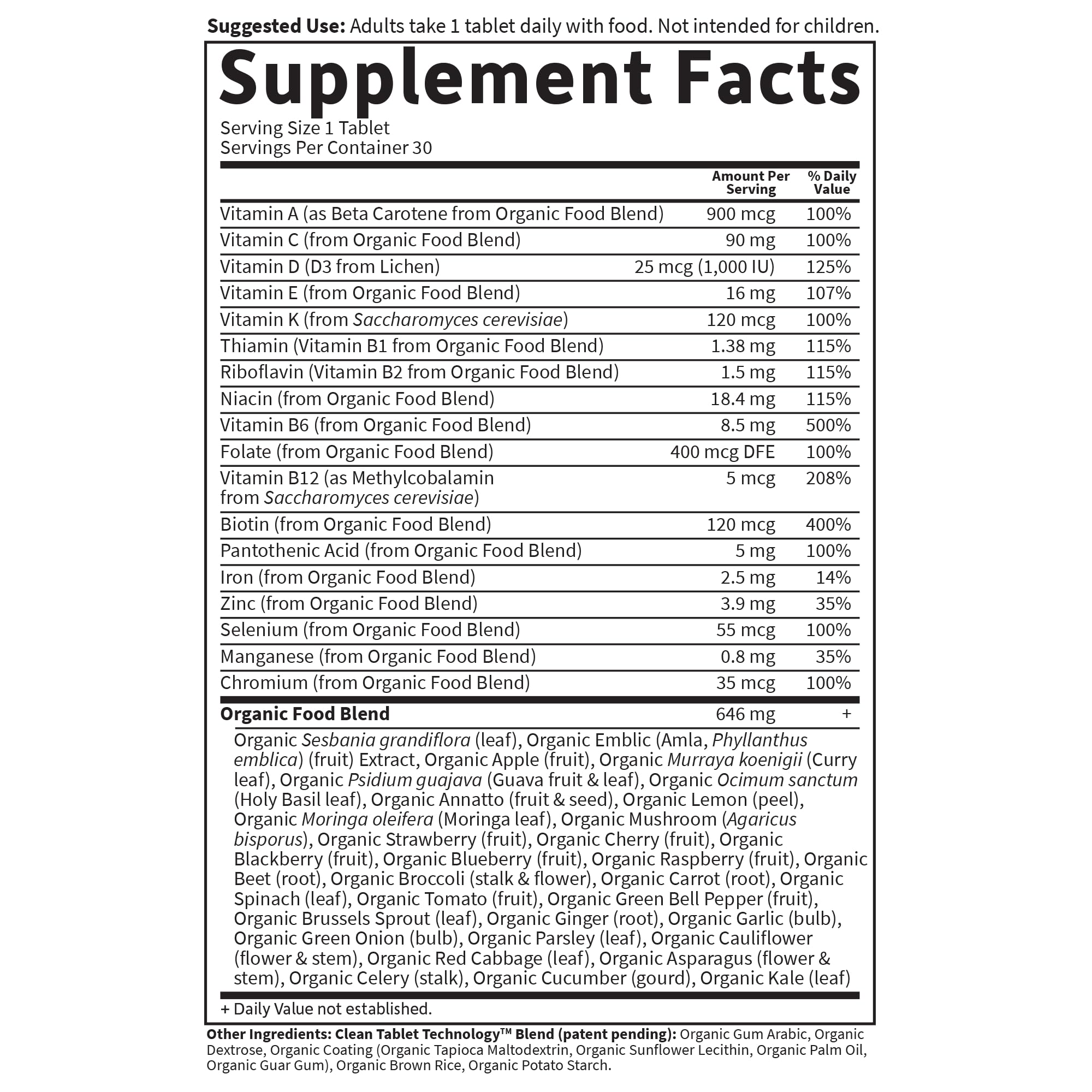 Garden of Life Organics Women’s Multivitamin certifications visible on packaging.