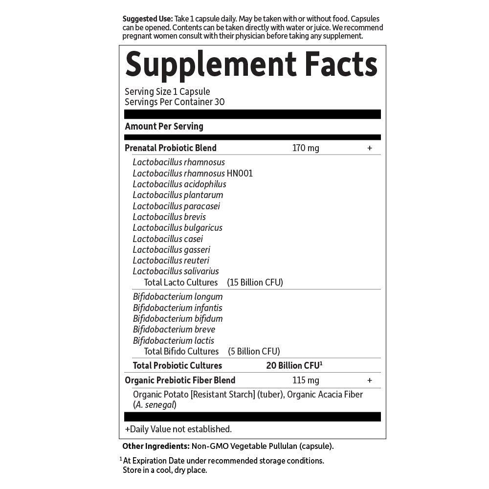 Garden of Life probiotic bottle with non-GMO vegetarian indicator