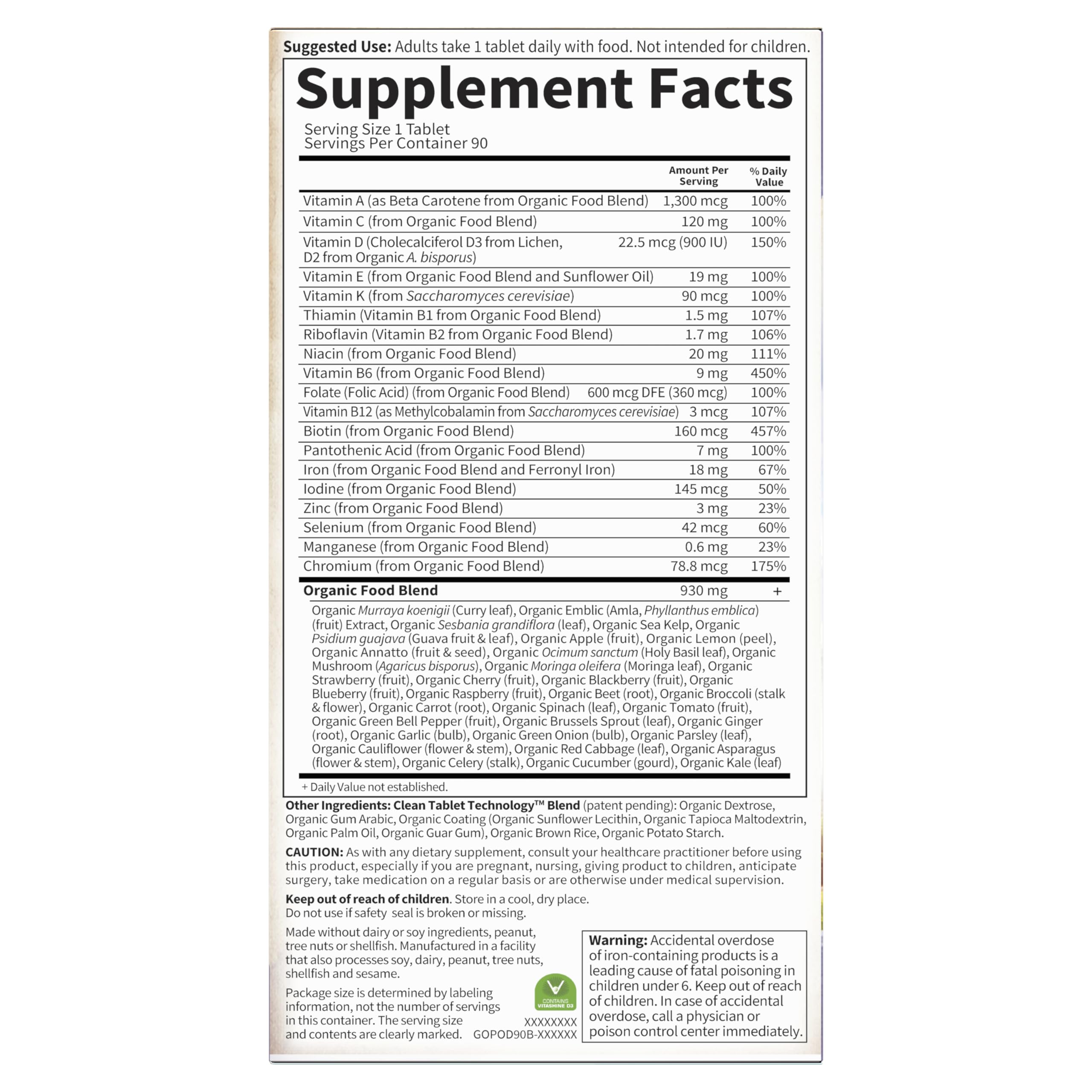Garden of Life Prenatal close-up tablet underscoring clean, whole-food nutrition.