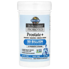 Garden of Life Prostate+ packaging highlights 50 billion CFU for gut health and immune support