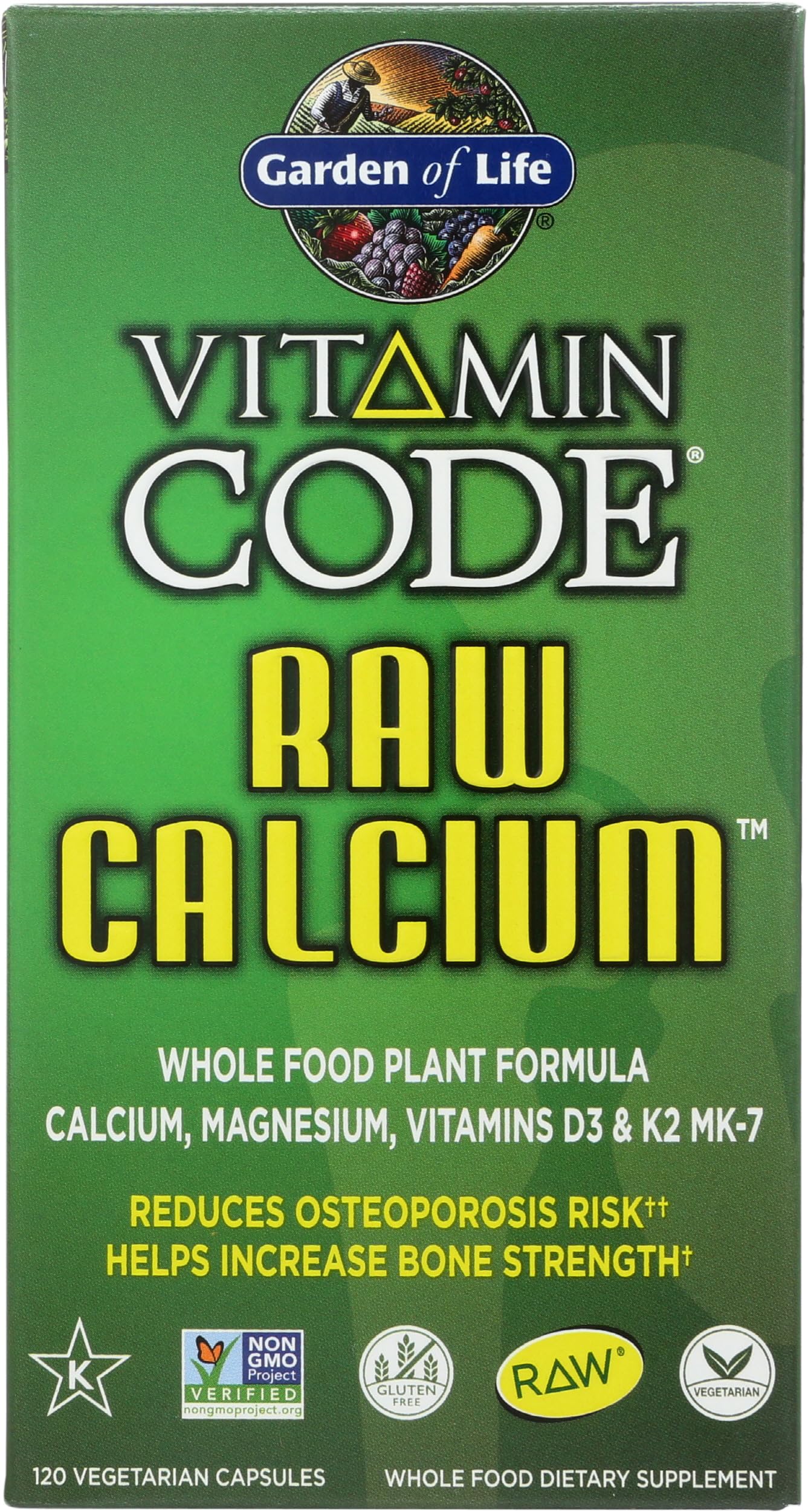 Garden of Life Raw Calcium ingredients diagram showing AlgaeCal RAW minerals.