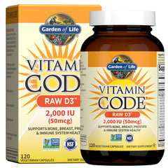 Garden of Life RAW Vitamin D3 bottle front view highlighting whole-food D3 benefits