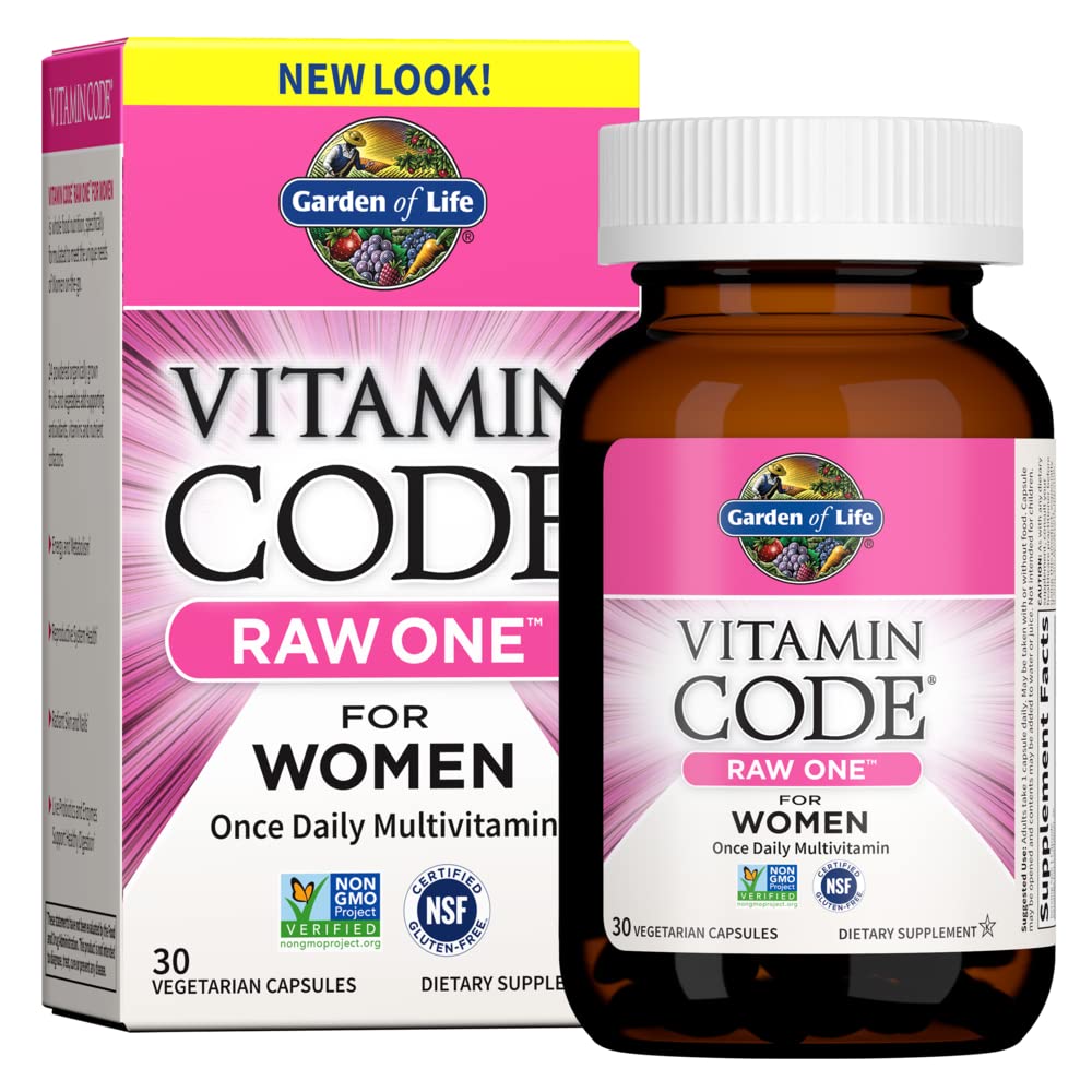 Garden of Life RAW ONE for Women bottle label showing whole-food multivitamin for daily energy