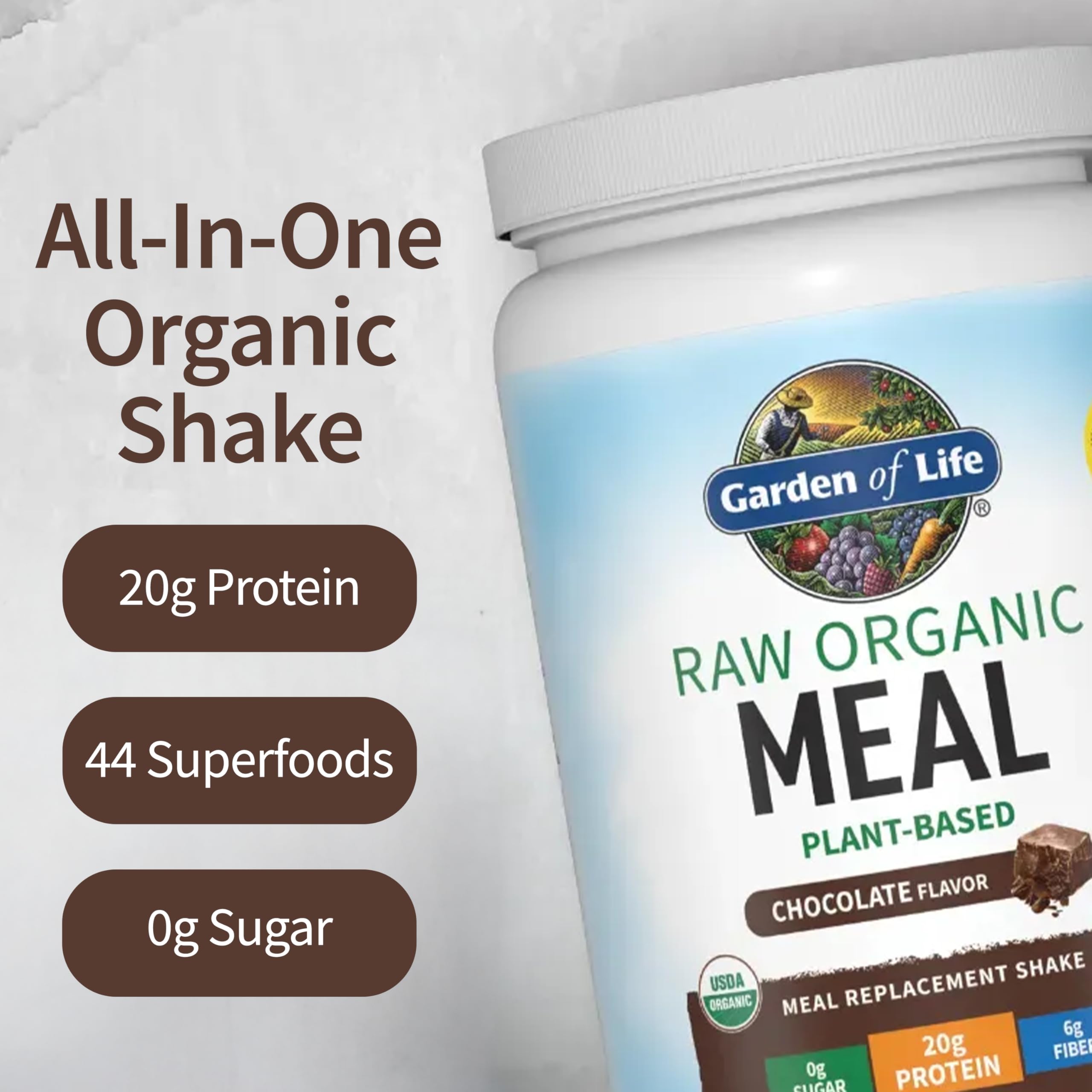 Garden of Life Raw Organic Meal Replacement in a smoothie to showcase creamy texture.