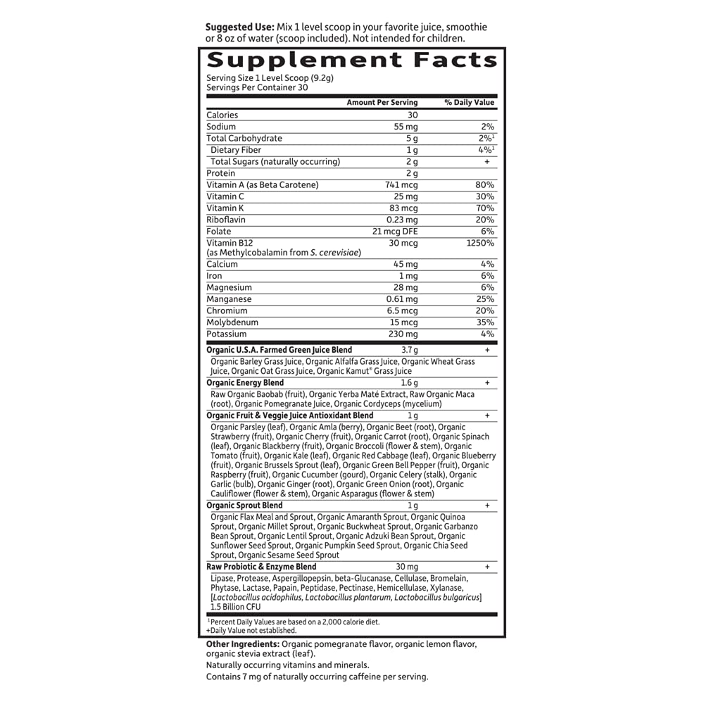 Garden of Life Energizer probiotics panel hints at digestion support