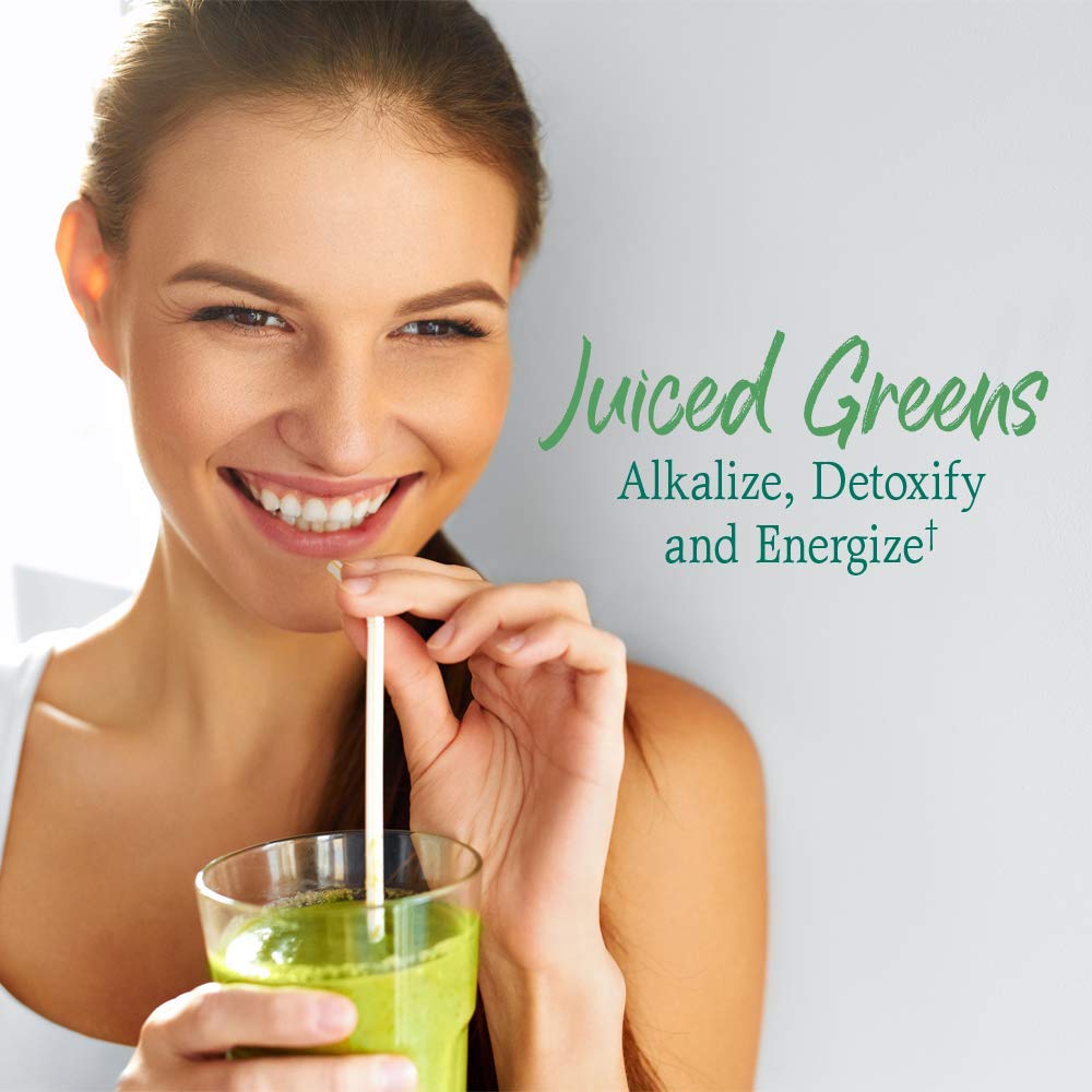 Garden of Life Raw Organic Perfect Food closeup highlights natural greens and sprouts.