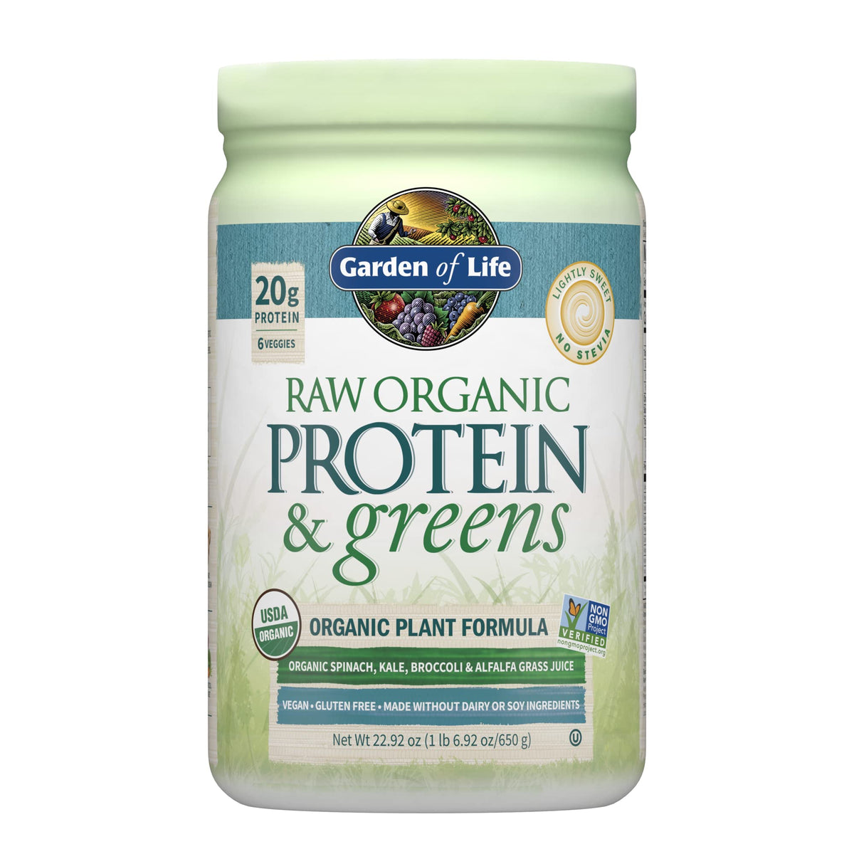 Garden of Life Raw Organic Protein & Greens bottle for daily protein