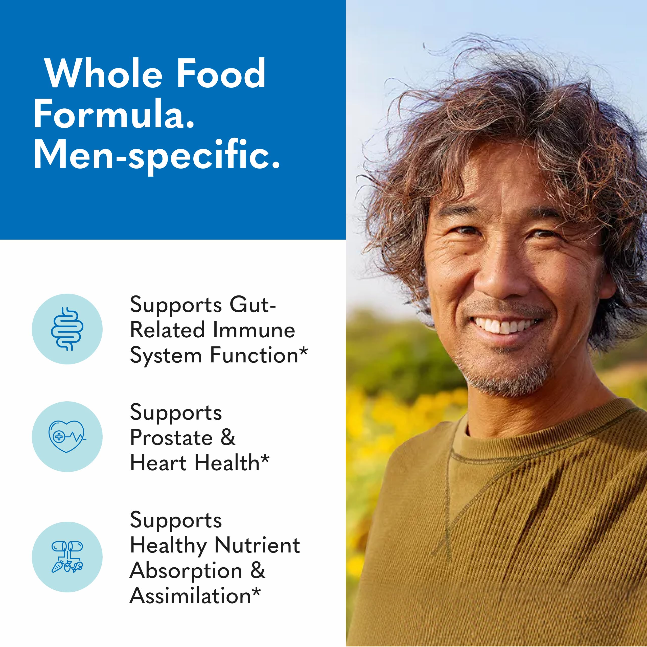 Garden of Life Raw Probiotics Men 50 & Wiser bottle with capsules signals colon health benefits