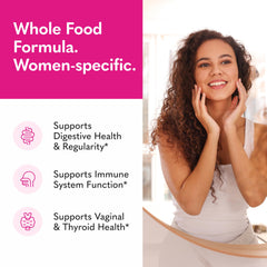 Garden of Life Raw Probiotics Women label view emphasizes 32 strains for broad wellness